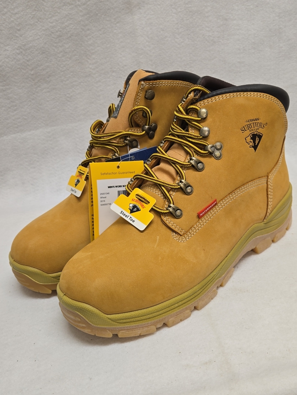 Men's 12 Tan Work Boots with Steel Toe Herman Survivors